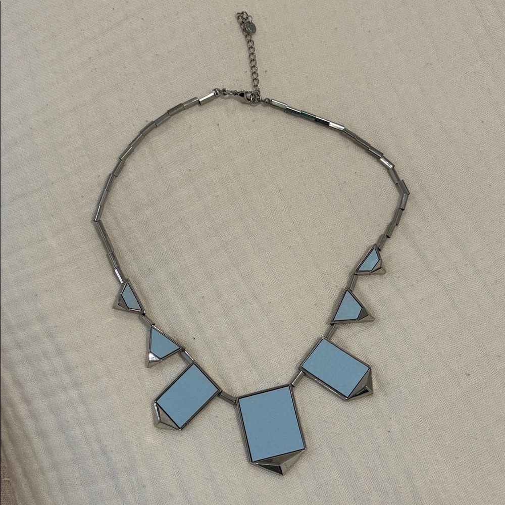 Geometric Silver and Blue Necklace